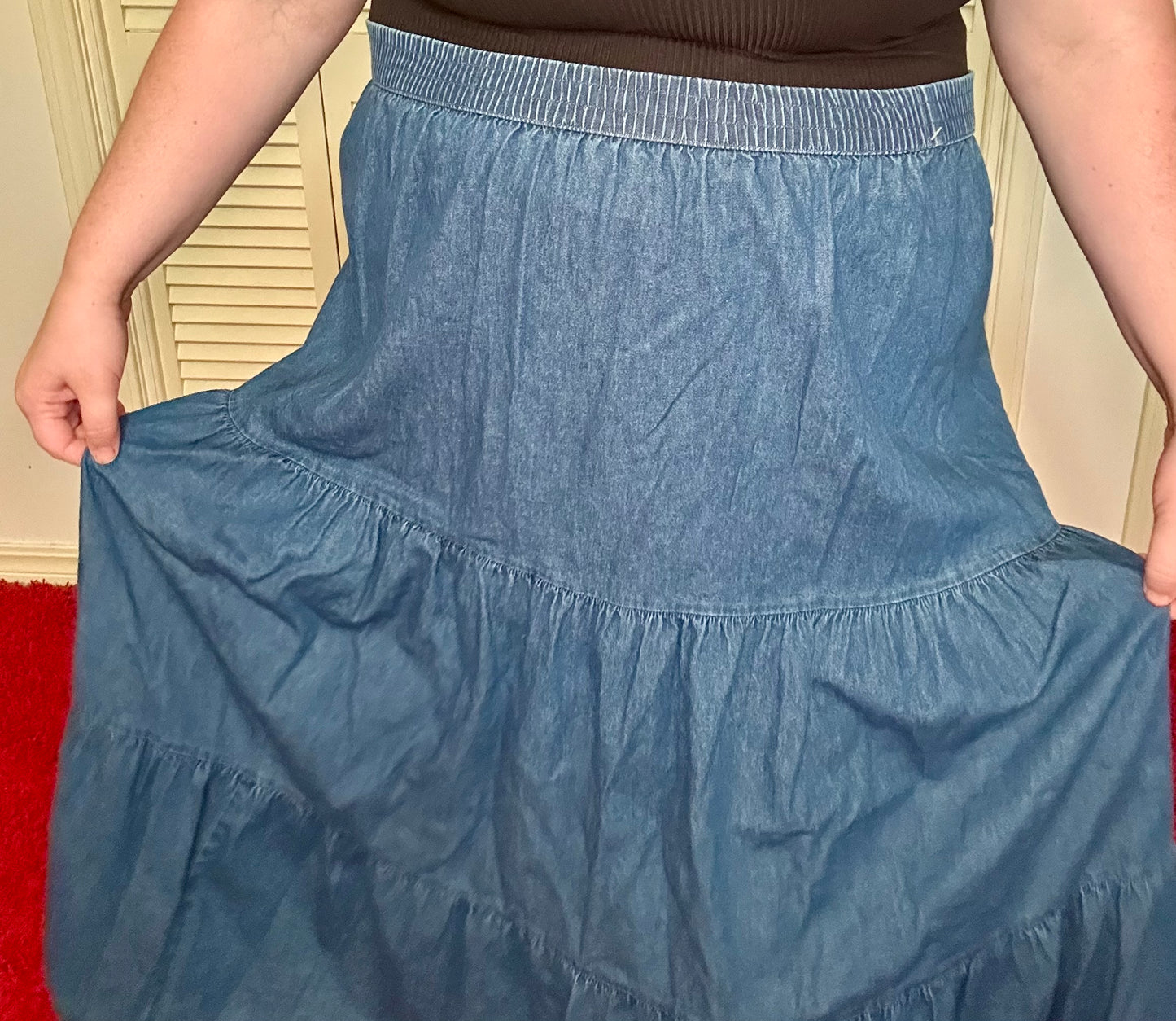 Blue Denim Tiered Skirt (XL)