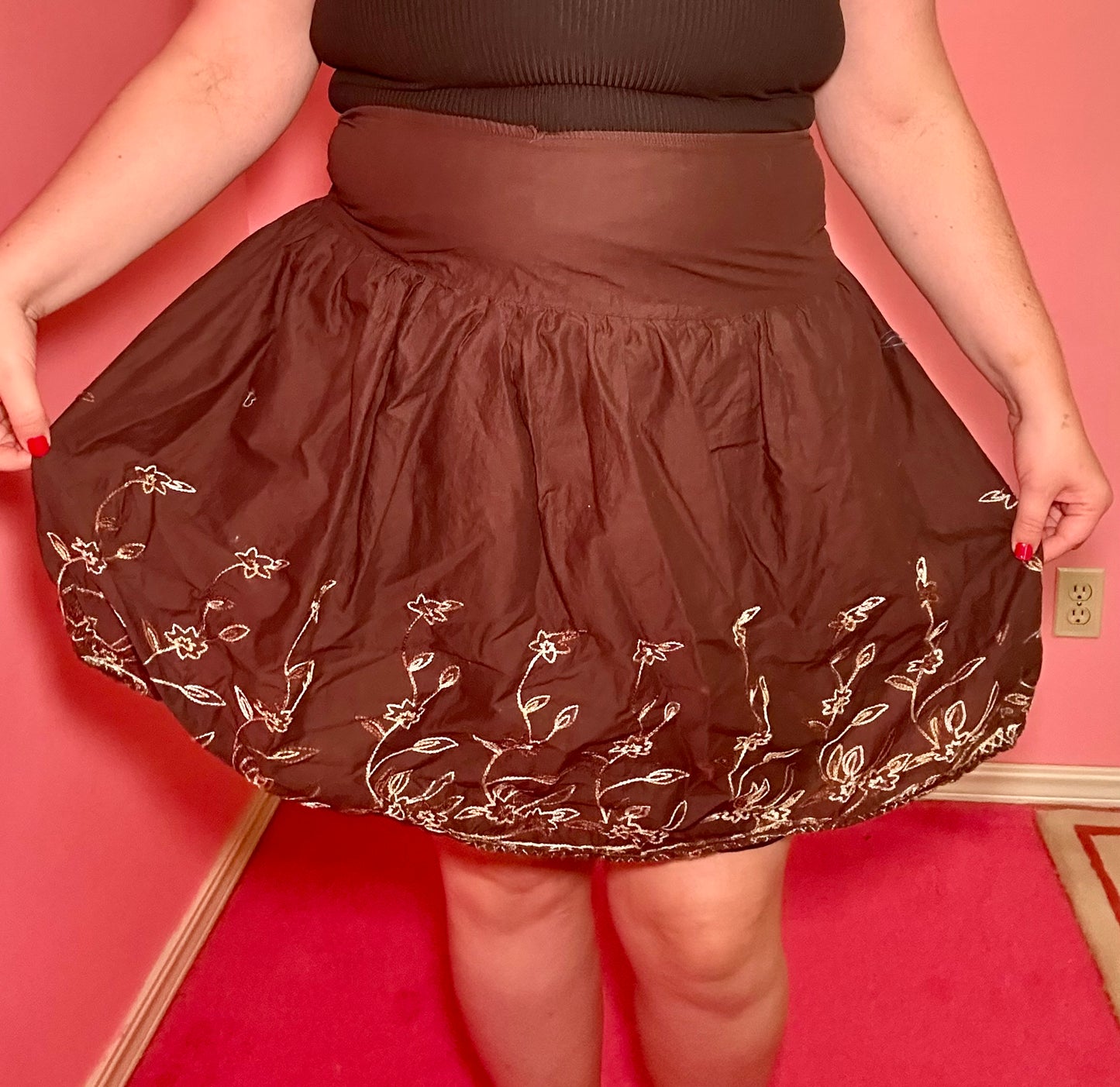 Brown Flower Mini Skirt (XL)