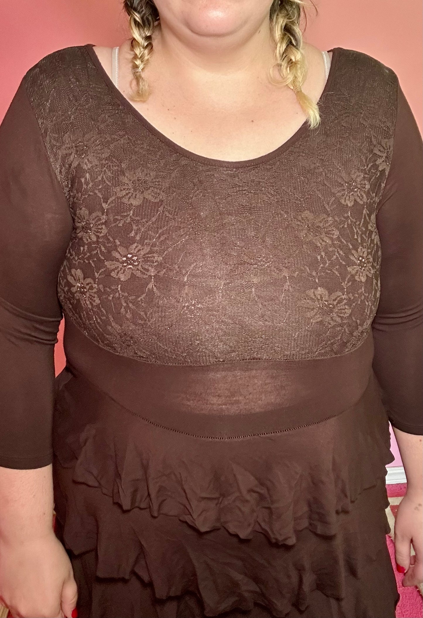 Brown Ruffle Dress (XL)