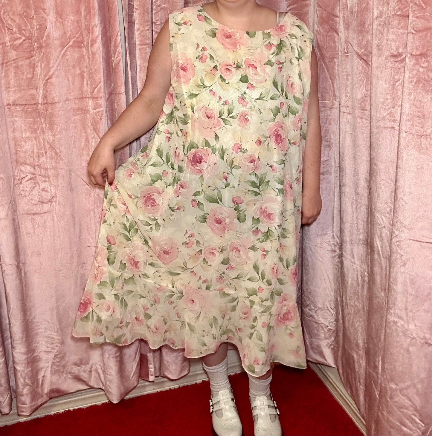 Cream Floral Dress (34W)