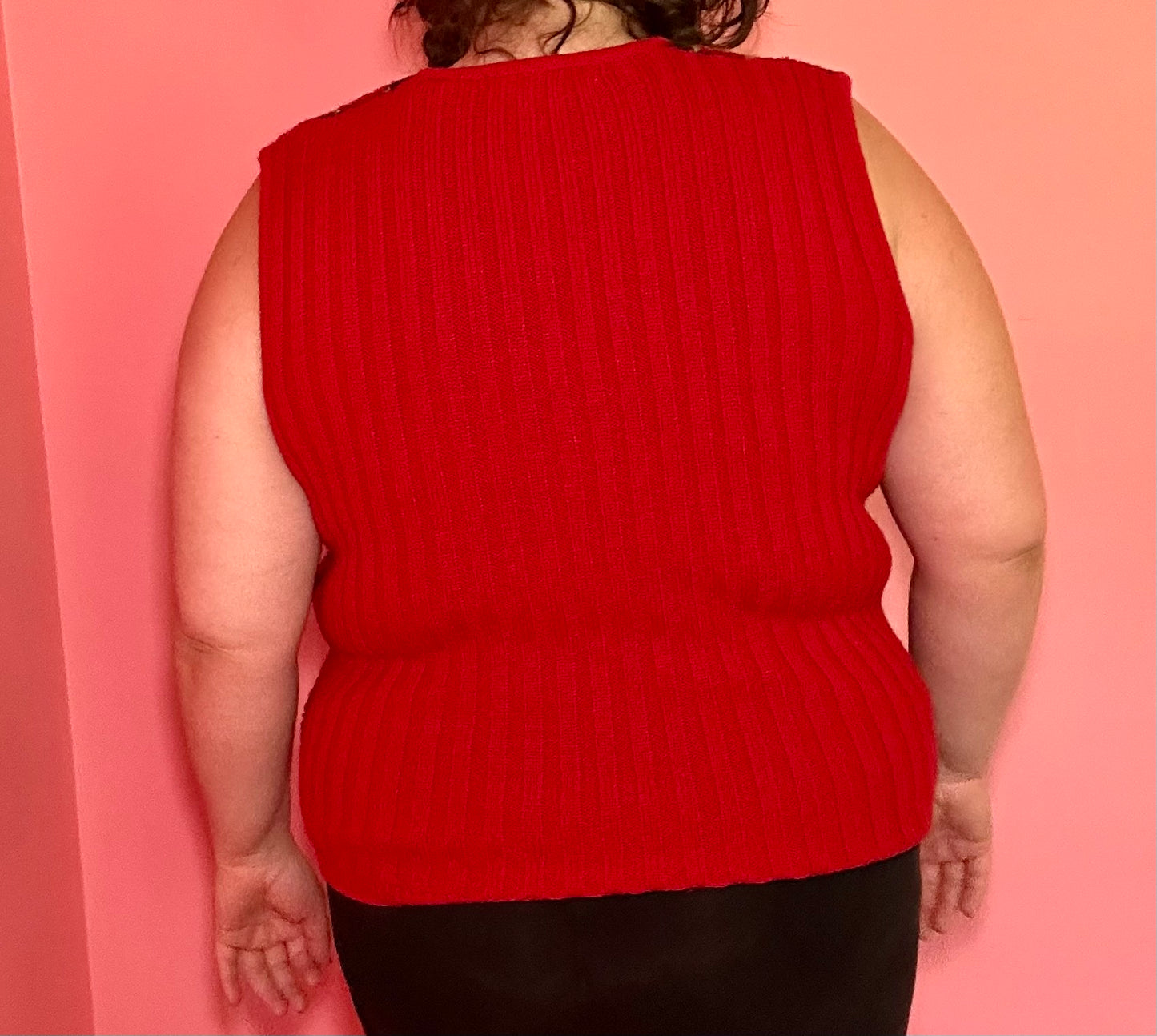 Red Plaid Sweater Vest (1X)