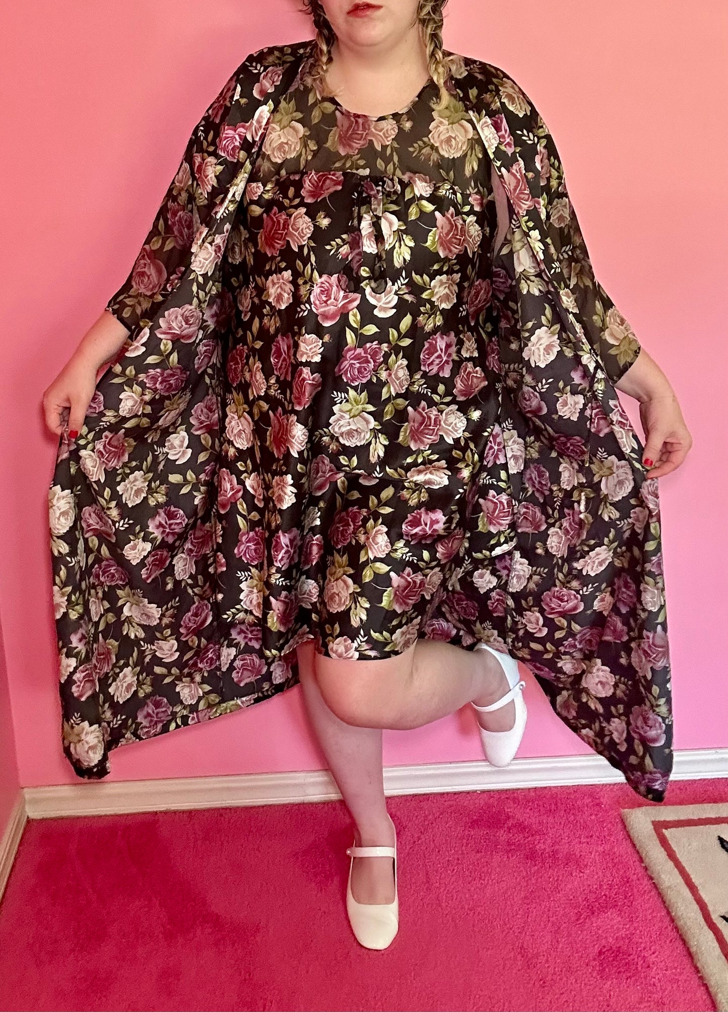 Floral Dress & Robe Set (1X)