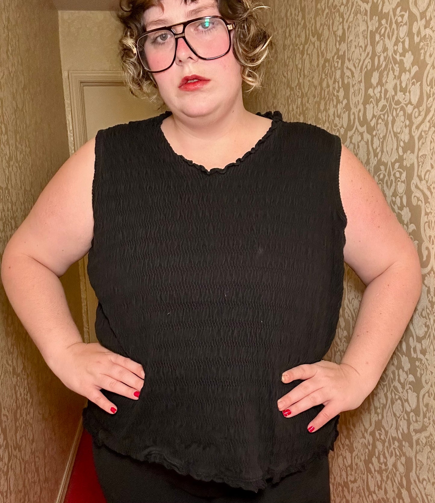Ruched Black Tank Top (2X)