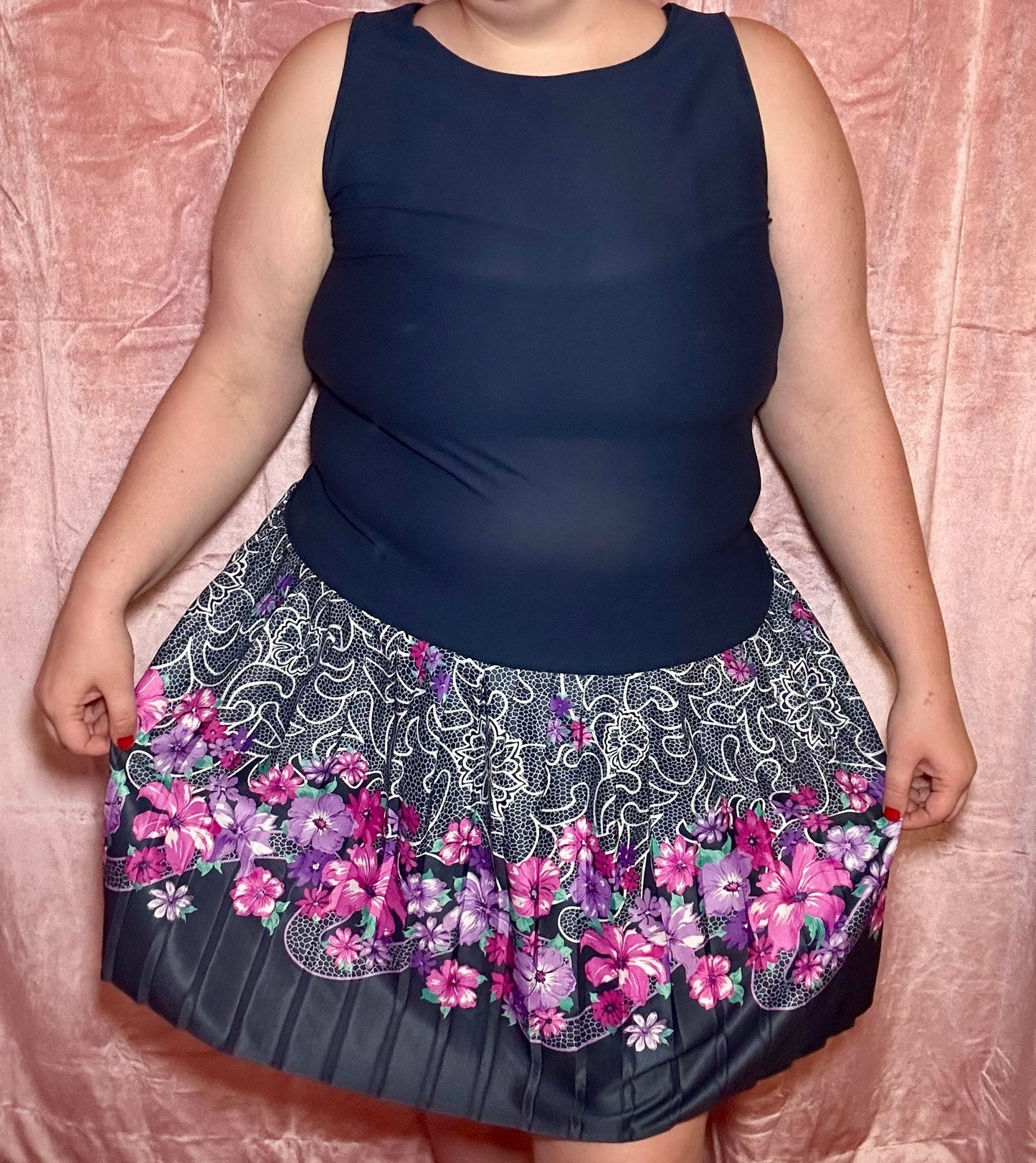 Navy Floral Dress (XL)