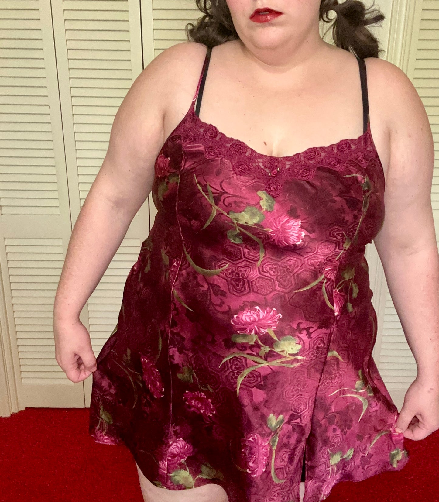 Maroon Floral Slip Dress (L)