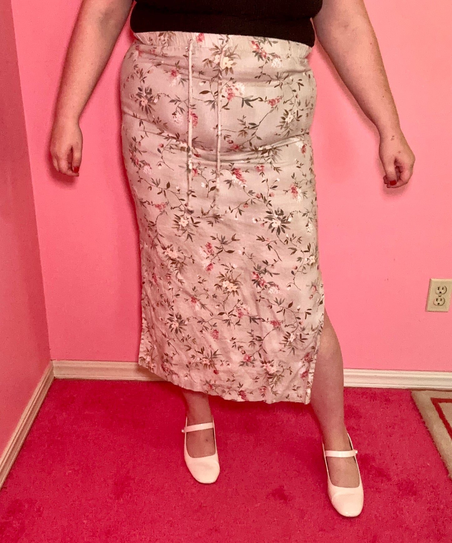 Beige Floral Skirt (XL)