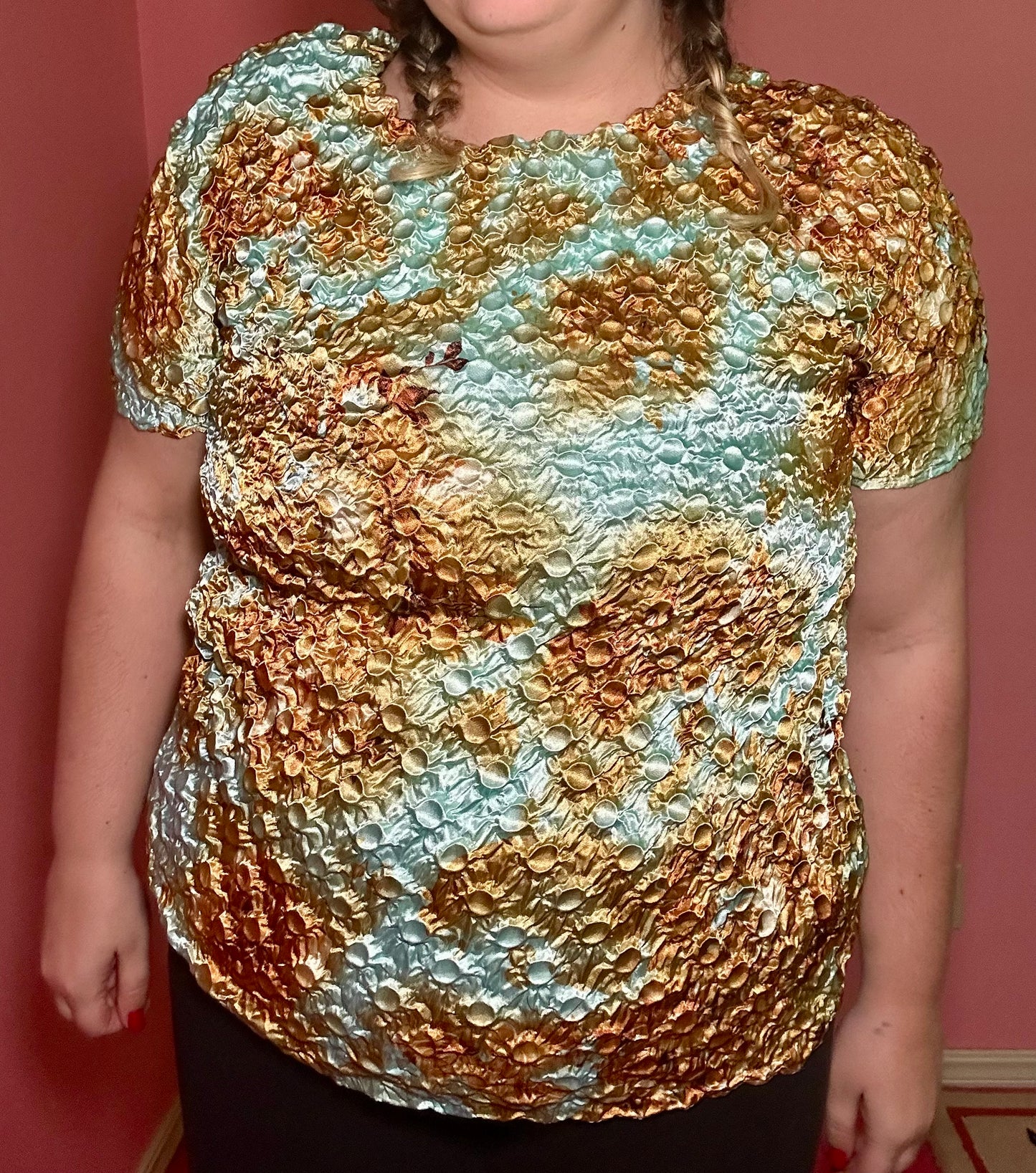 Y2K Teal Popcorn Shirt (OS)