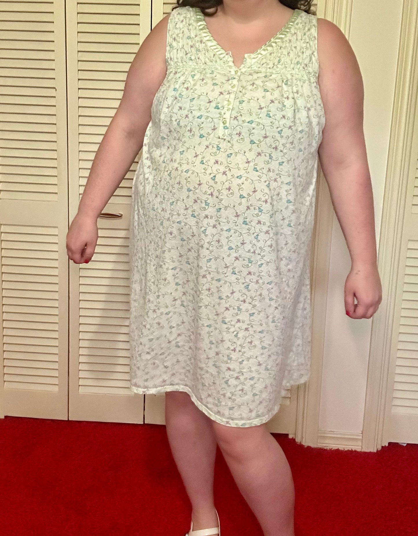 Light Green Floral Nightgown (2X)