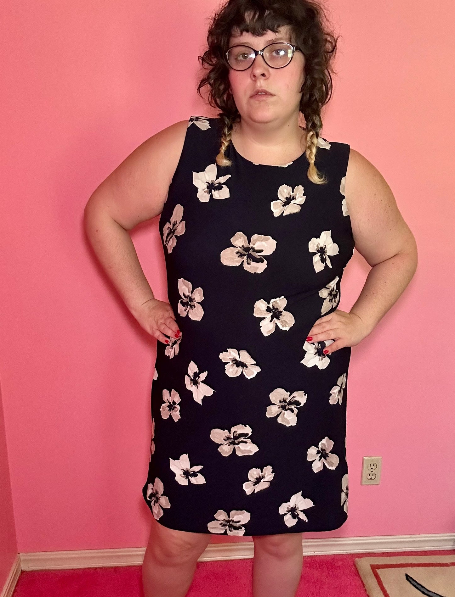 Navy Flower Dress (16W)