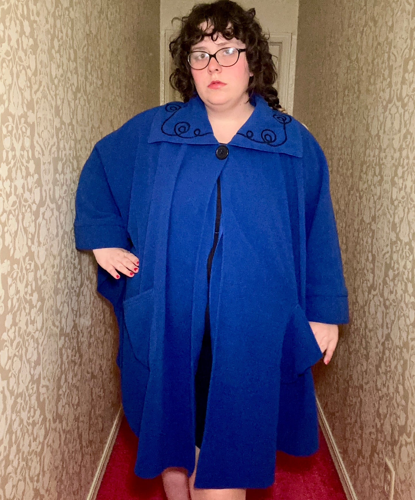 Blue Fleece Cape Coat (OS)