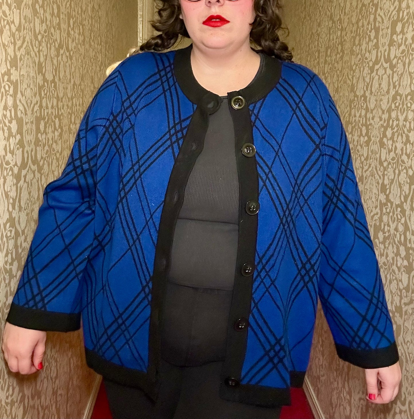 Blue Striped Sweater Cardigan (3X)