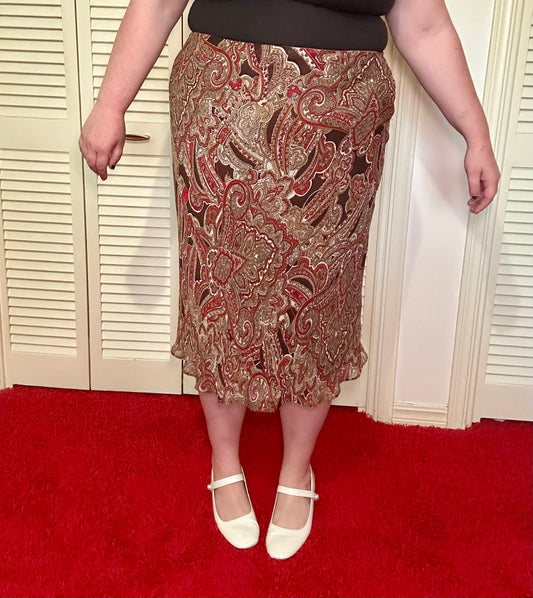 Brown Paisley Skirt (18W)