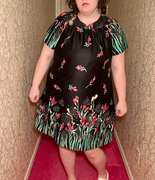 Black Floral Nightgown (L)