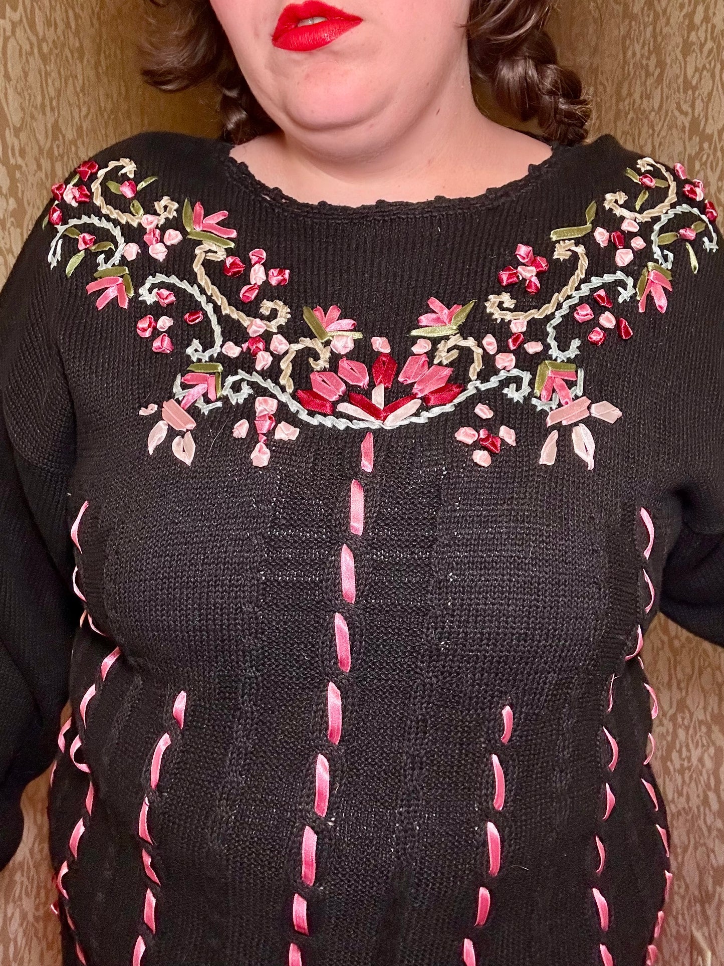 Black and Pink Ribbons Sweater (L)