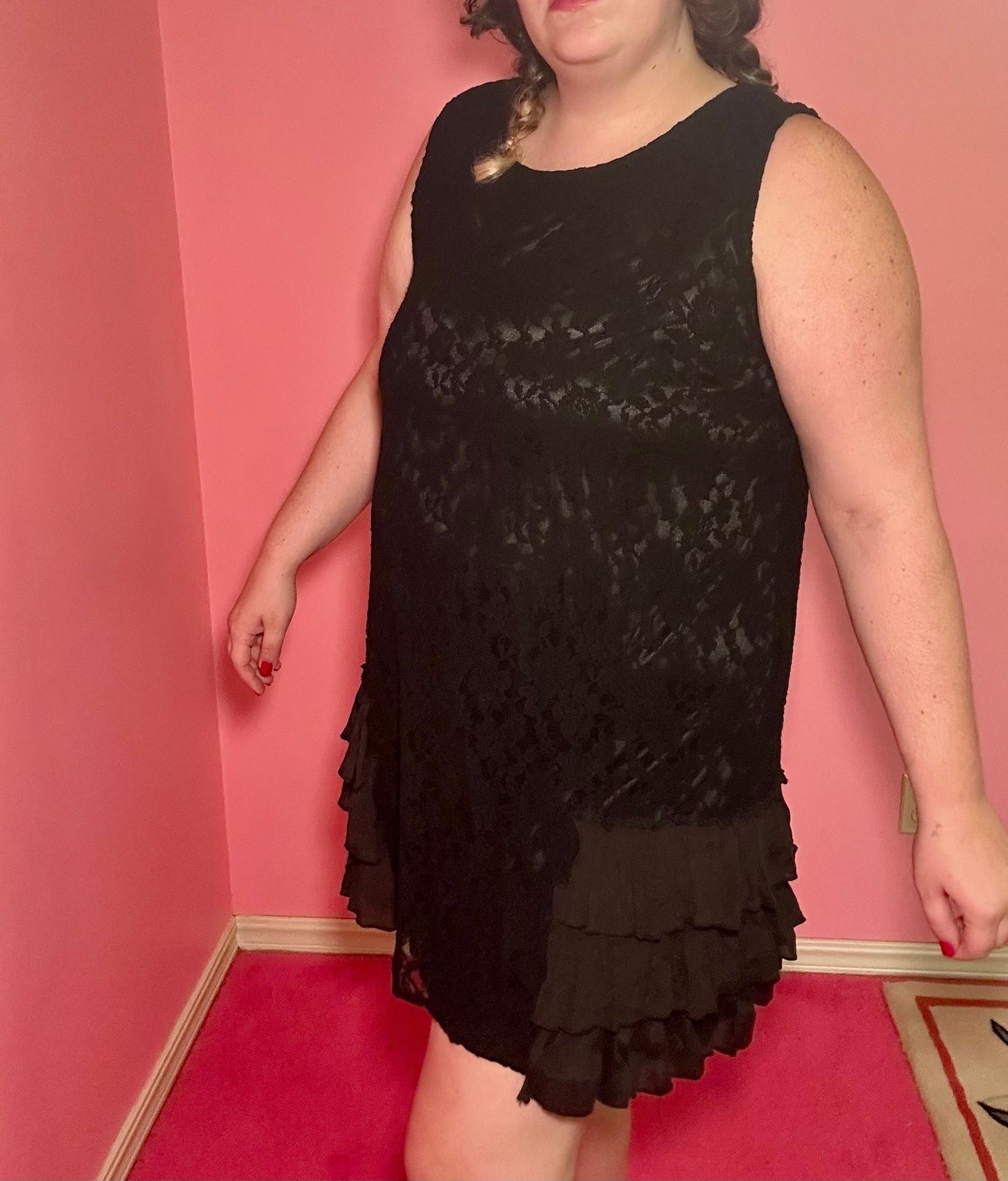 Black Lace and Ruffle Dress (2XL)