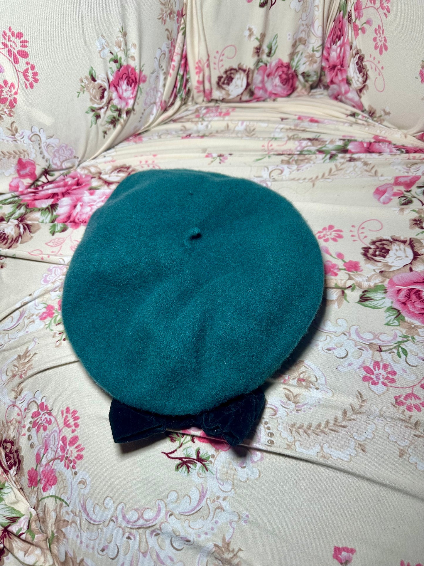 Green Bow Wool Beret