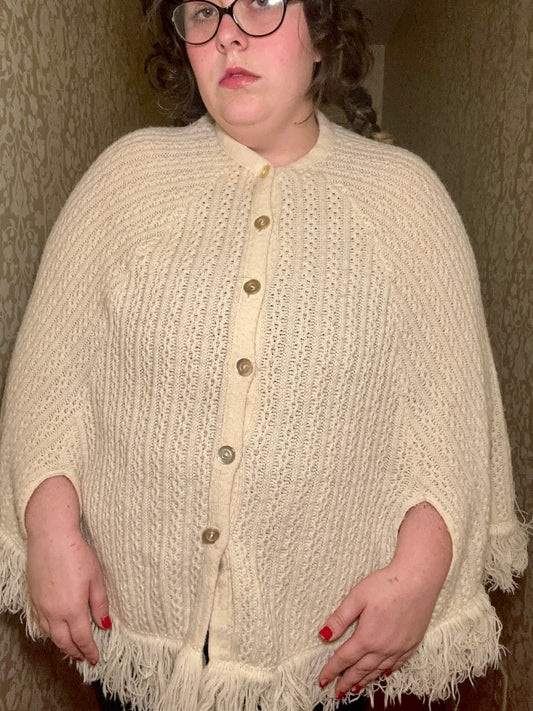 Cream Sweater Poncho (XL)