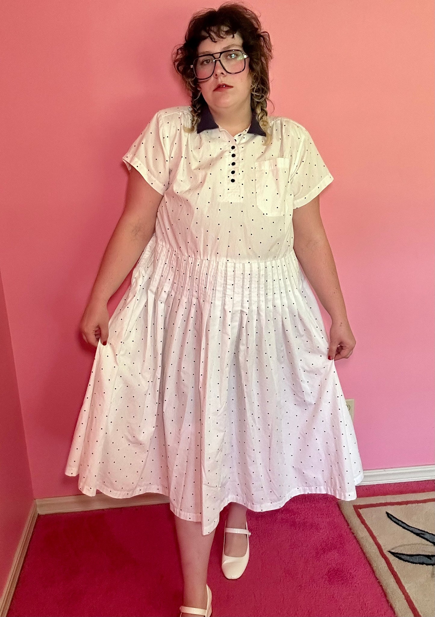White Polka Dot Dress (20W)