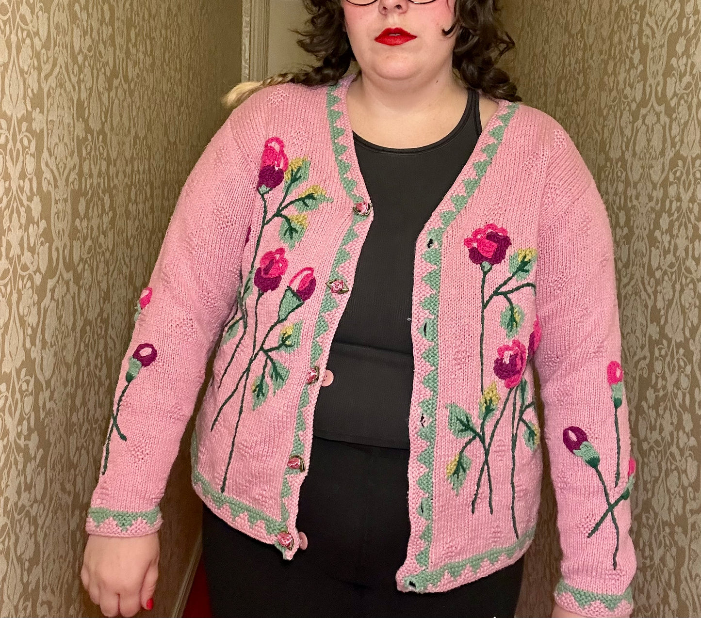 Rose Pink Sweater Cardigan (L)