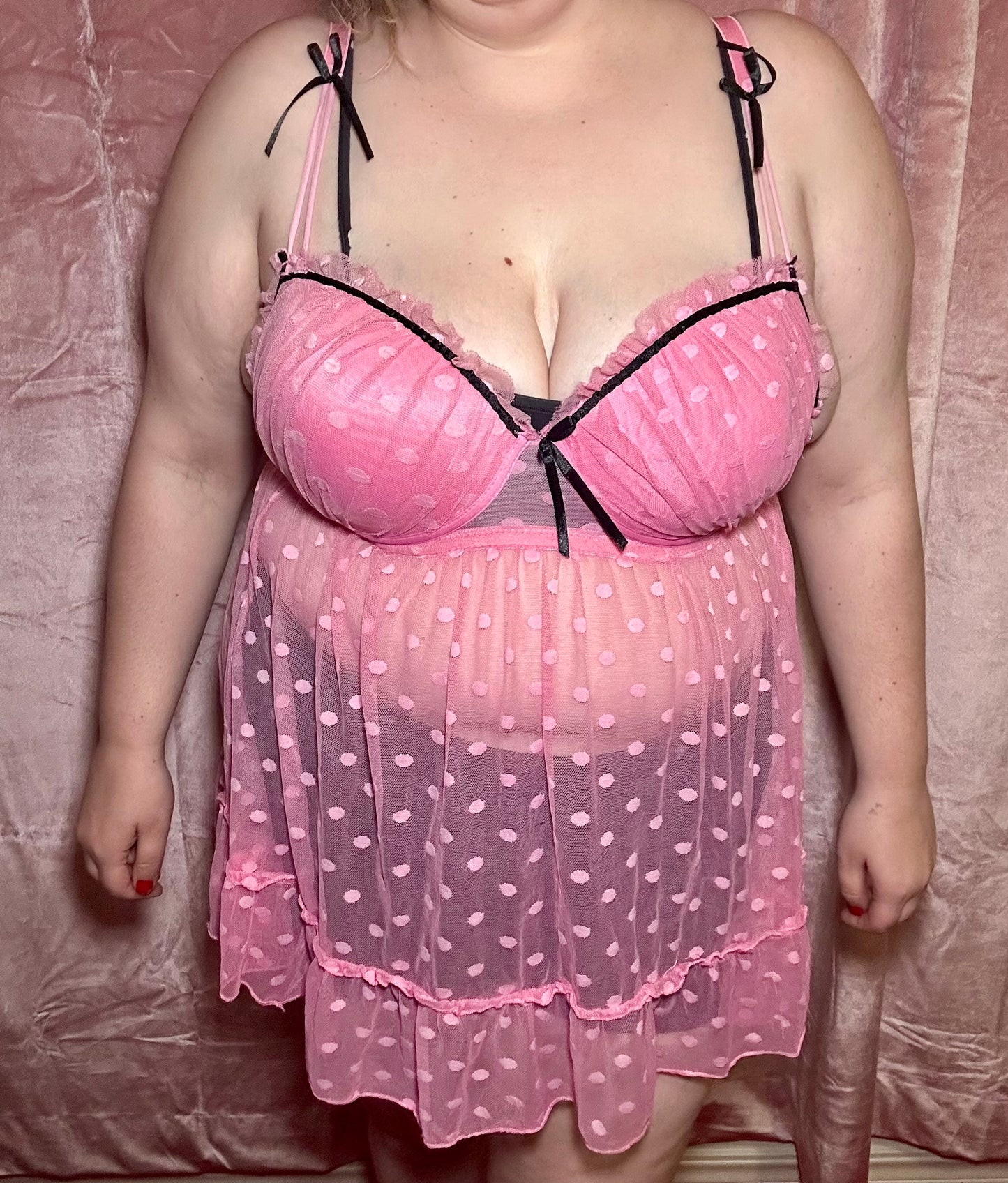 Pink Polka Dot Lingerie Top (18/20)