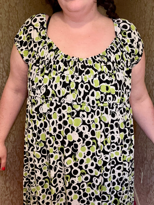 Green Babydoll Circles Dress (3X)