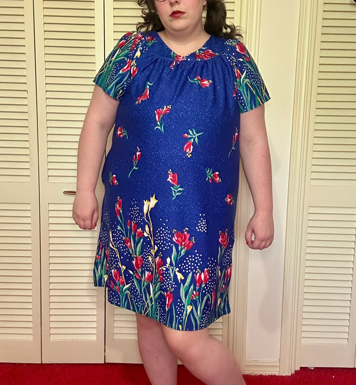 Bright Blue Floral Nightgown (XL)