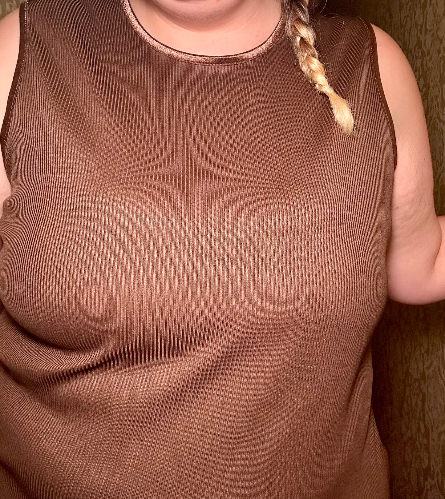 Brown Ribbed Tank Top (2X)