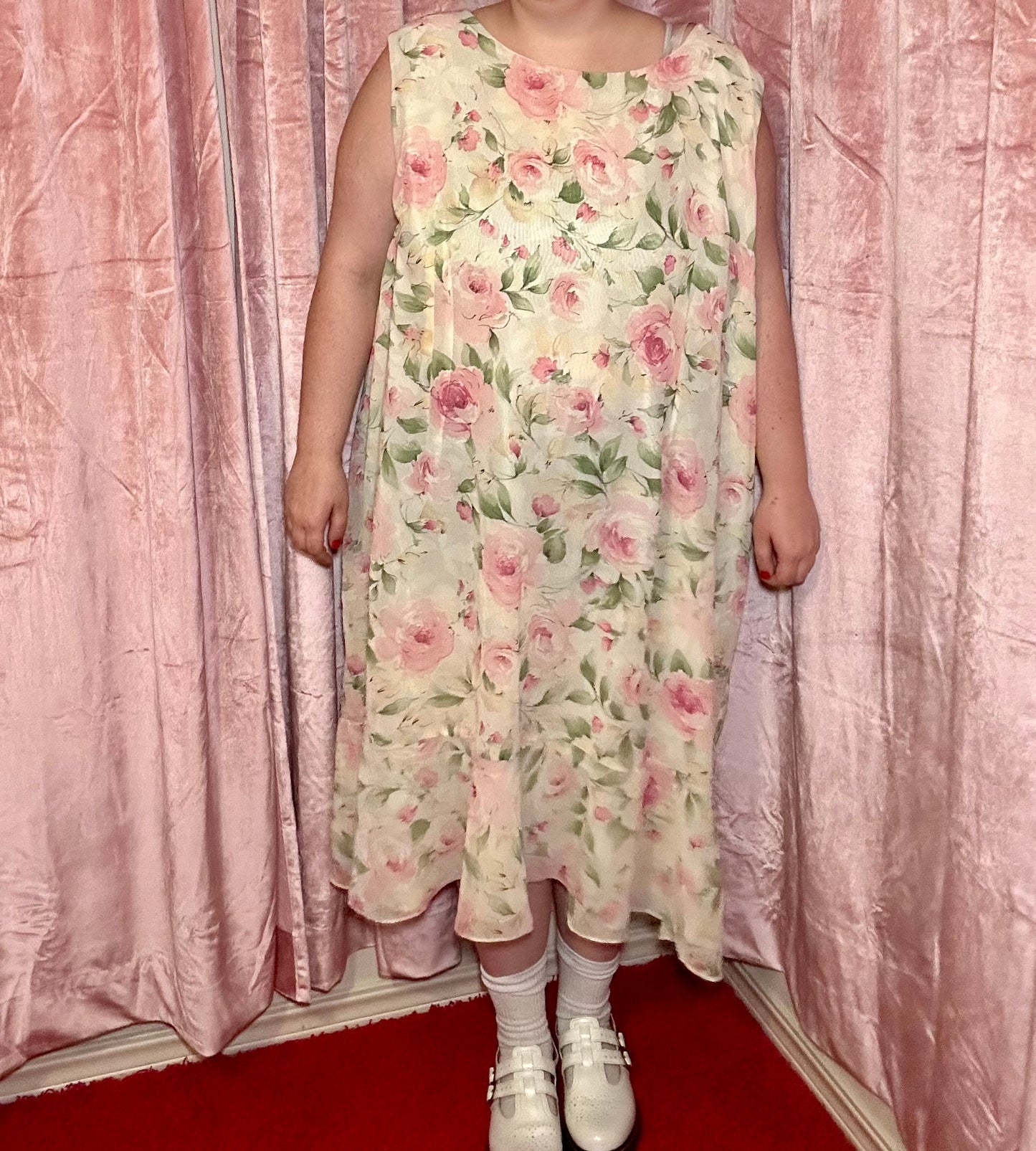 Cream Floral Dress (34W)