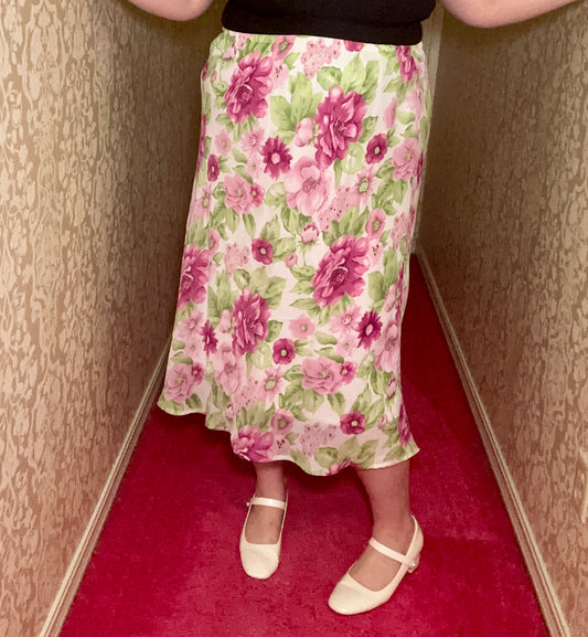 Pink Floral Chiffon Skirt (22/24)