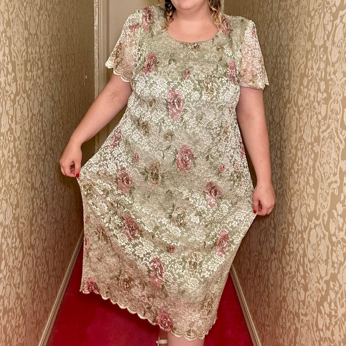Teal Lace Rose Dress (18)