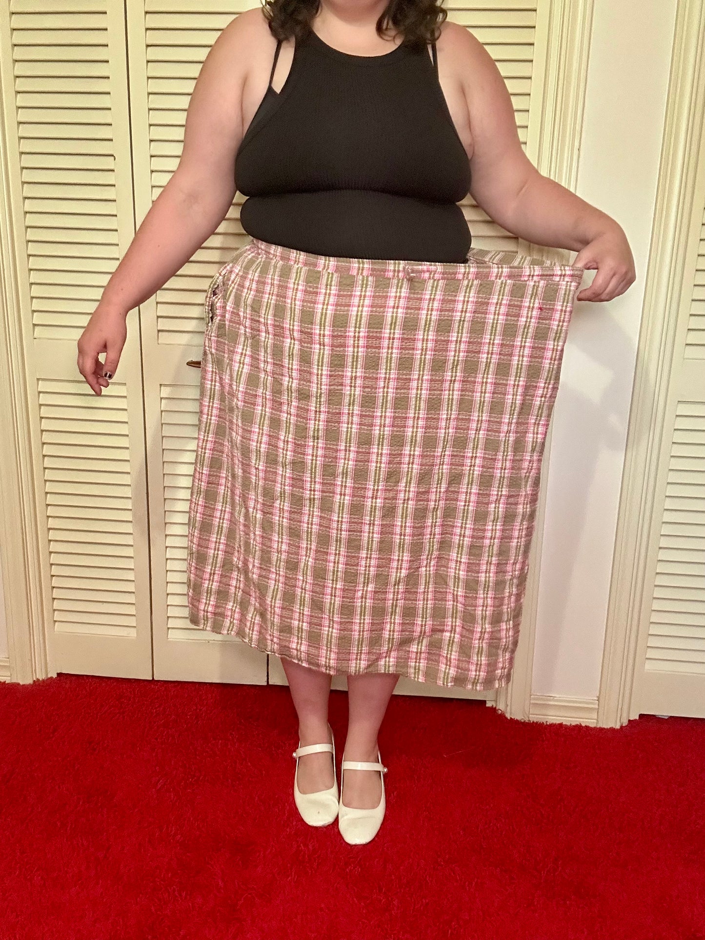 Pink Plaid Skirt (34W)