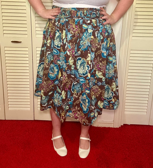Brown Floral Skirt (18W)