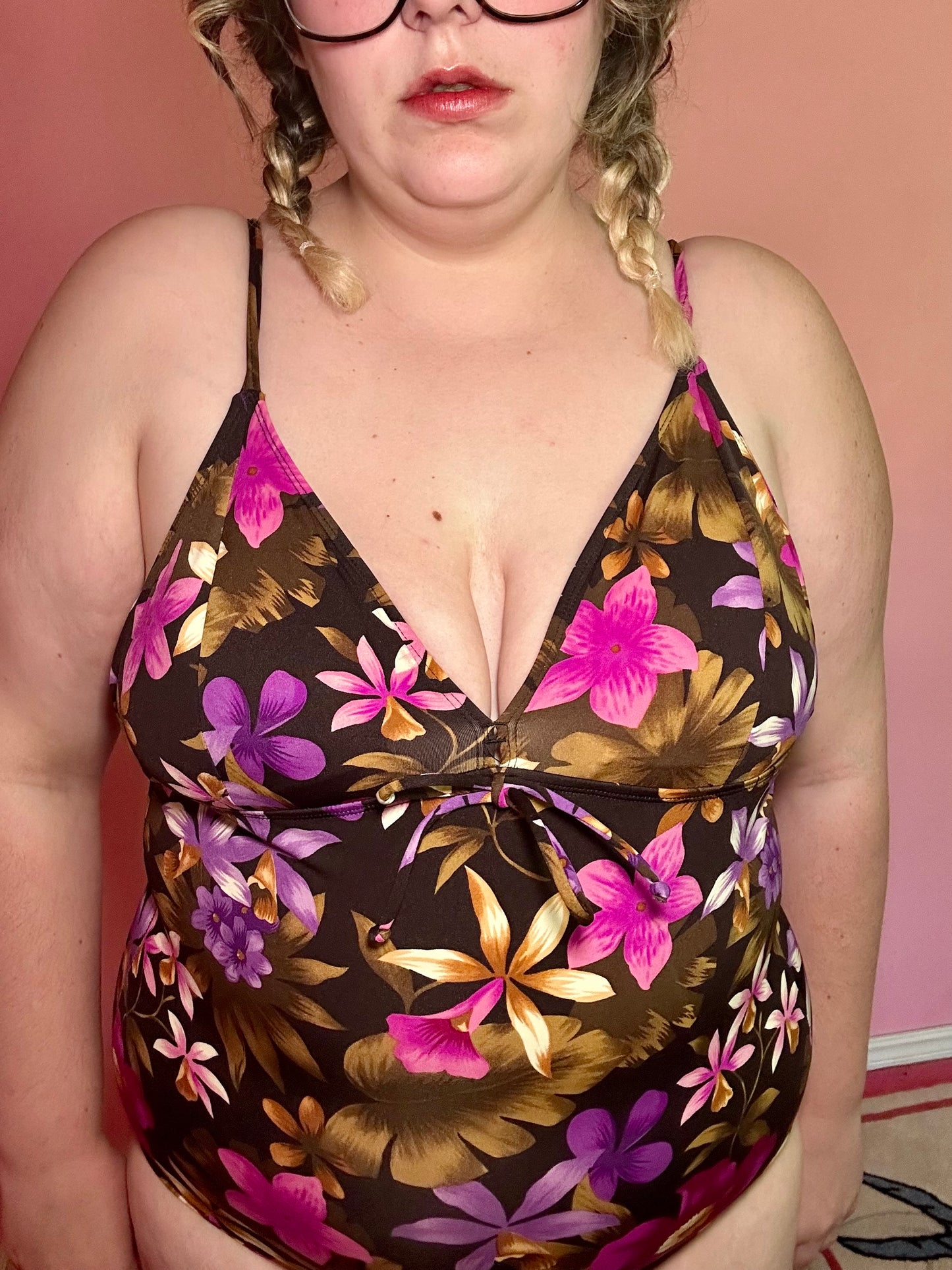 Pink Floral Swimsuit (1X)