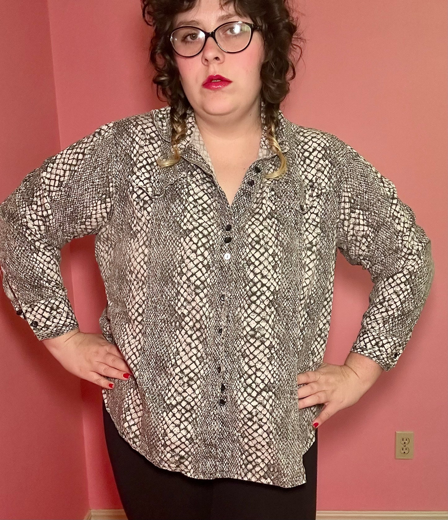 Snakeskin Button Up Blouse (20)