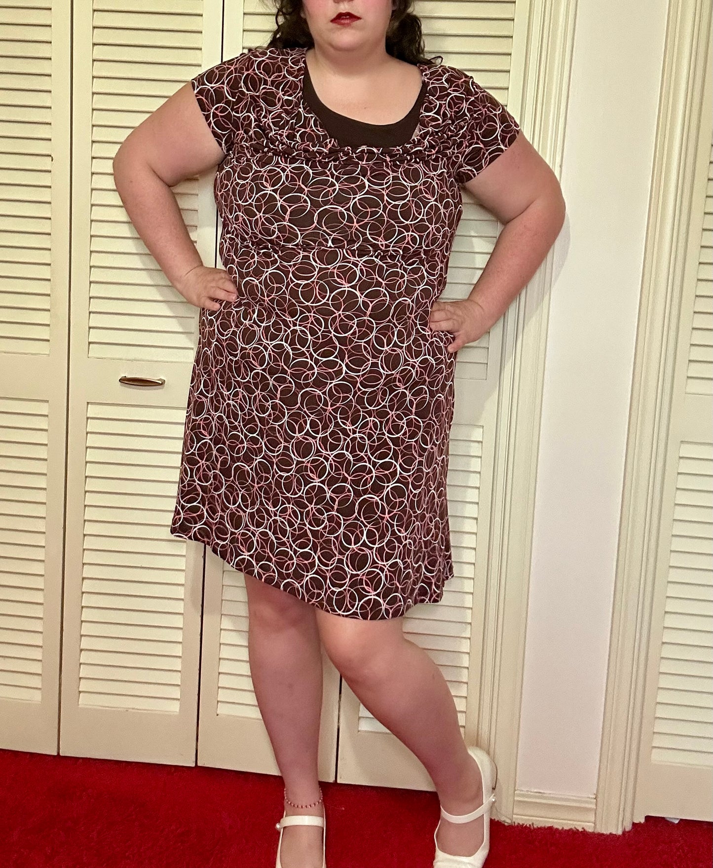 Brown and Pink y2k Swirl Dress (L)