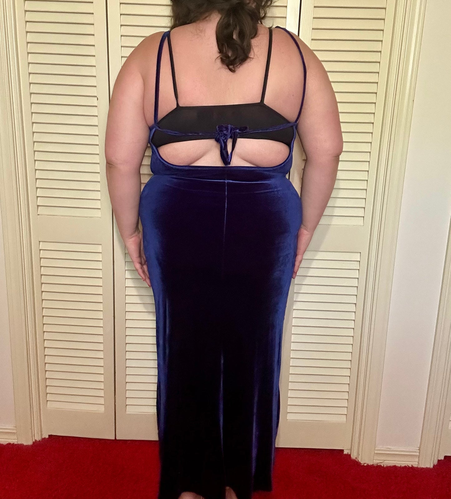 Y2K Formal Velvet Blue Glitter Dress (L)