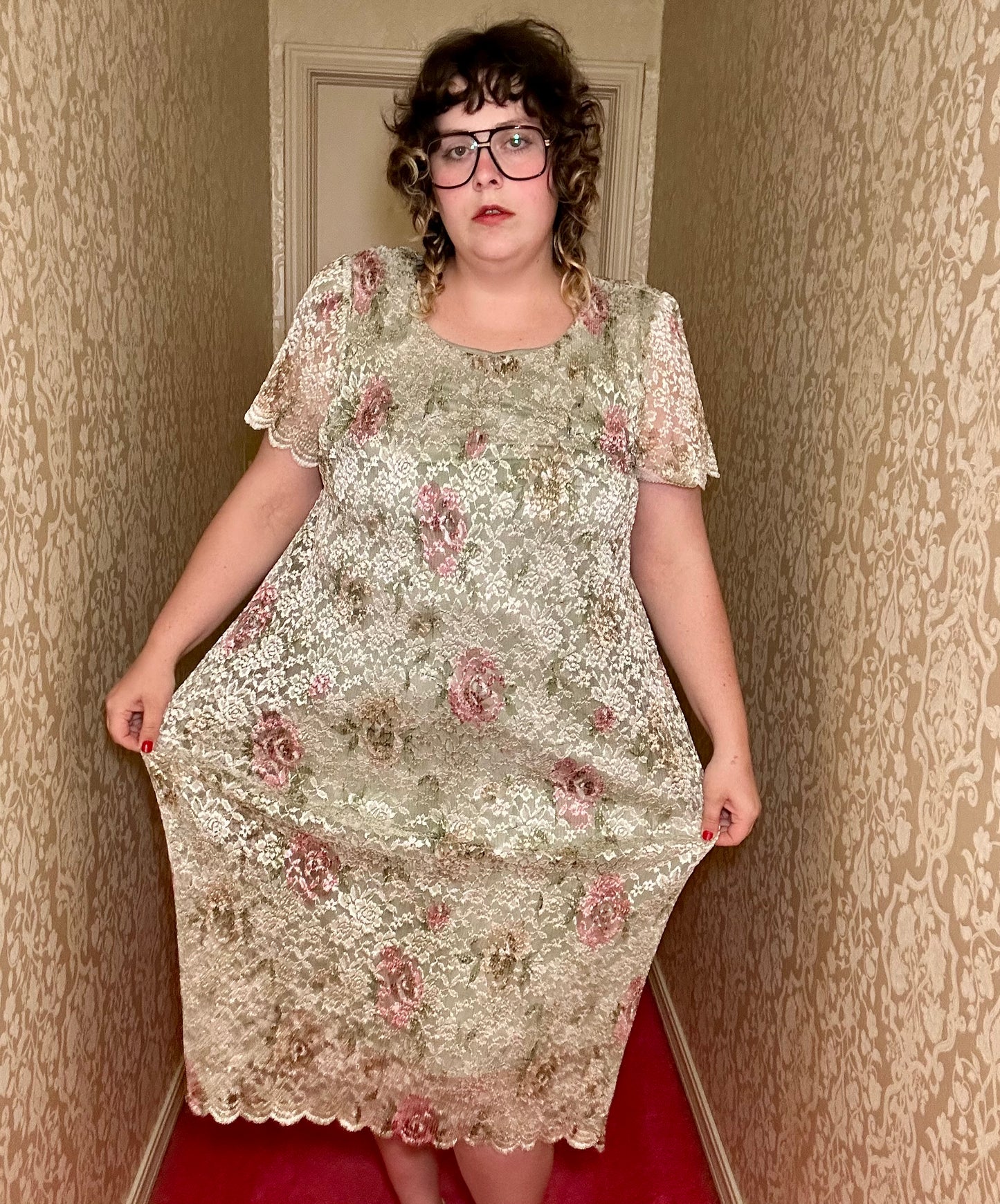 Teal Lace Rose Dress (18)