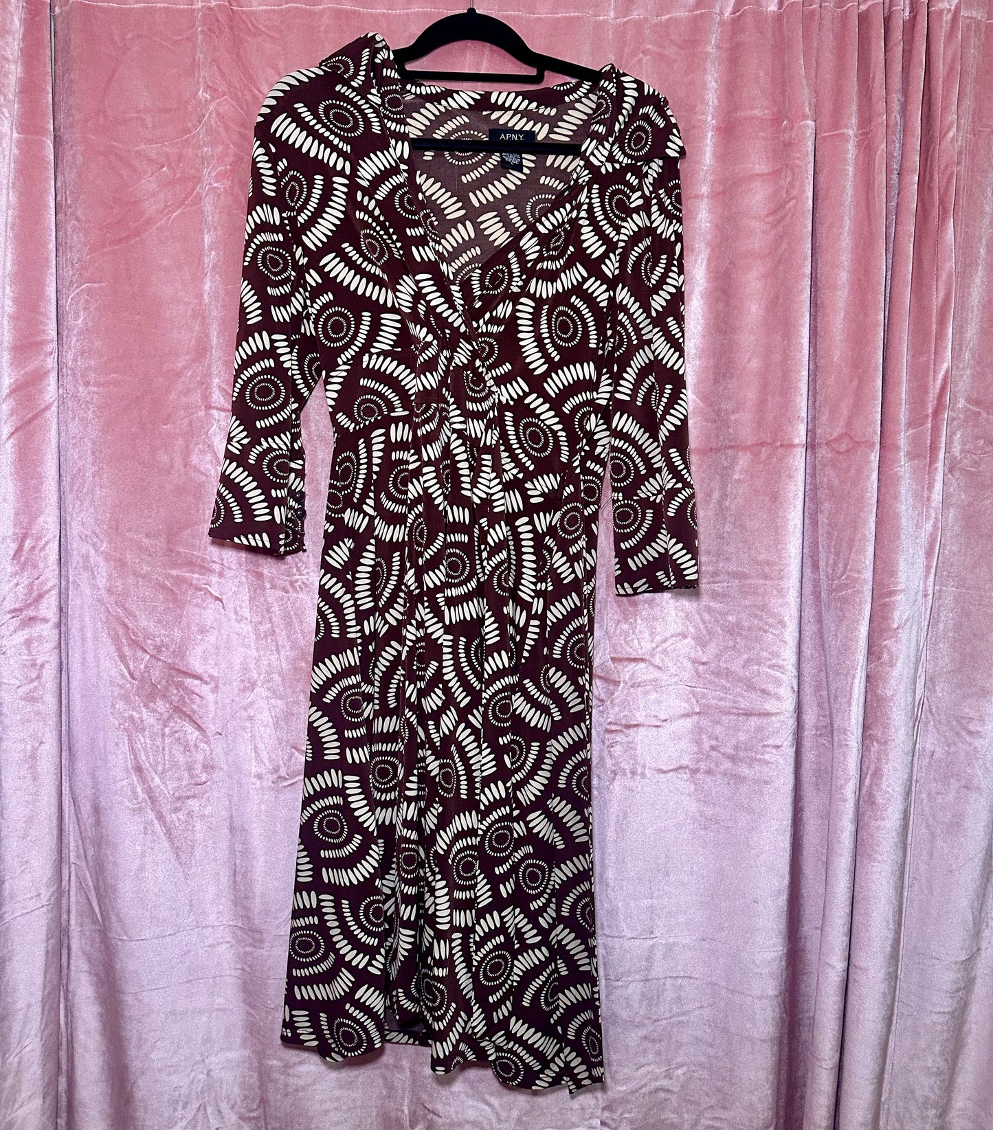 Y2K Brown Patterned Dress (L)