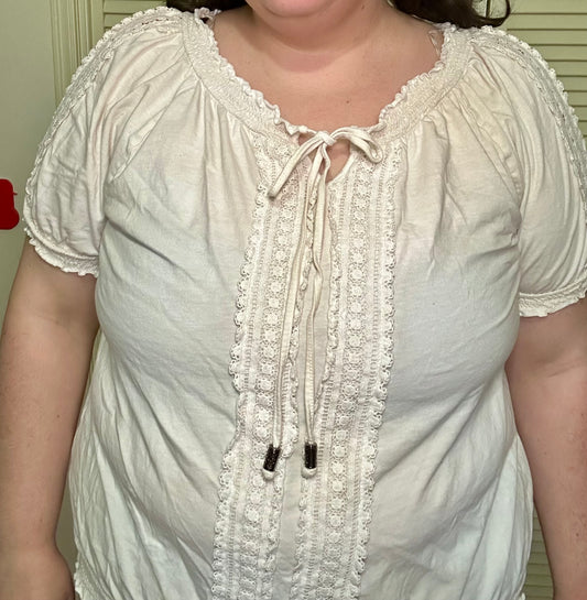 White Cottagecore Blouse (1X)
