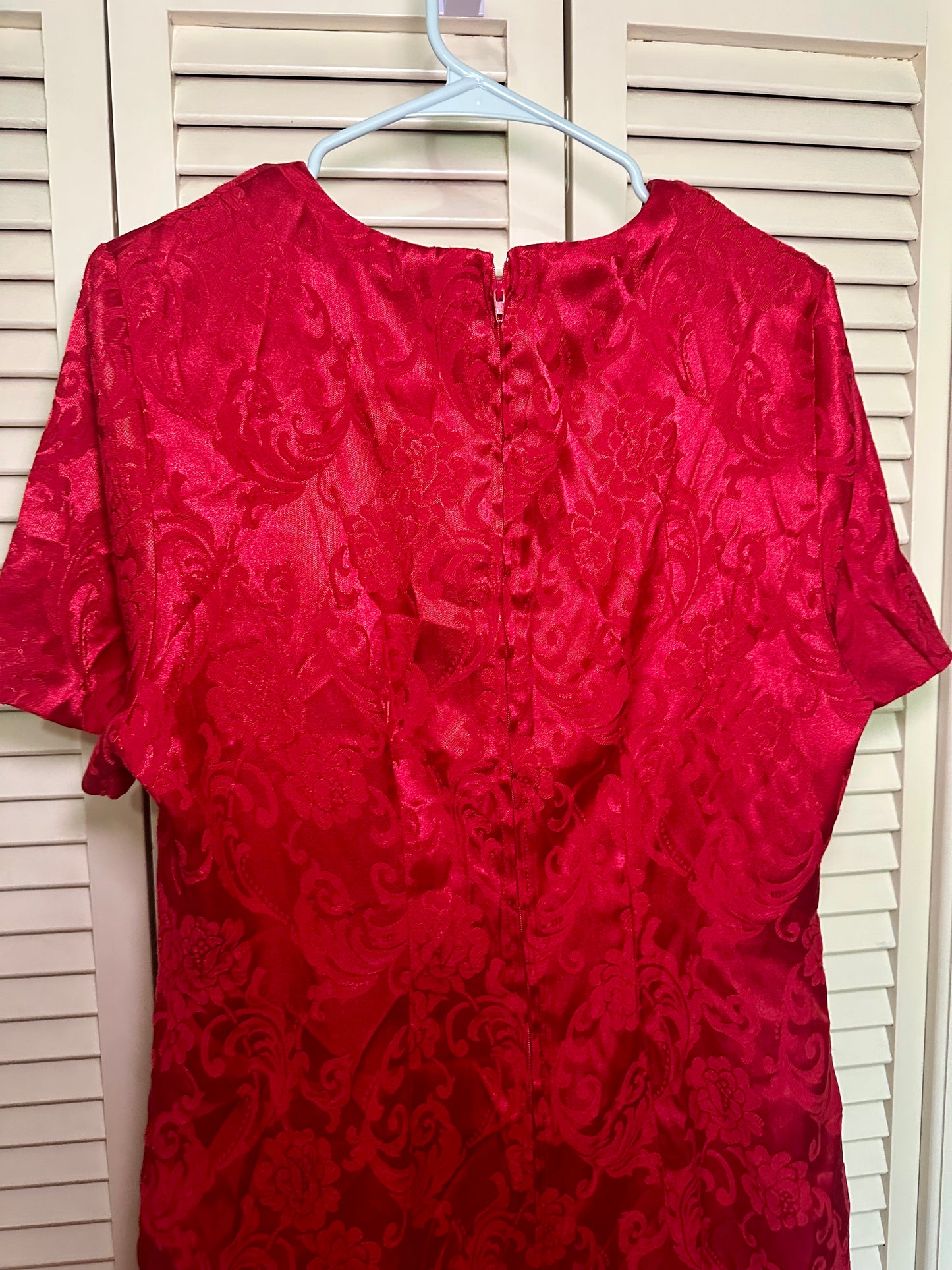 Red Jacquard Satin Floral Dress (18W)