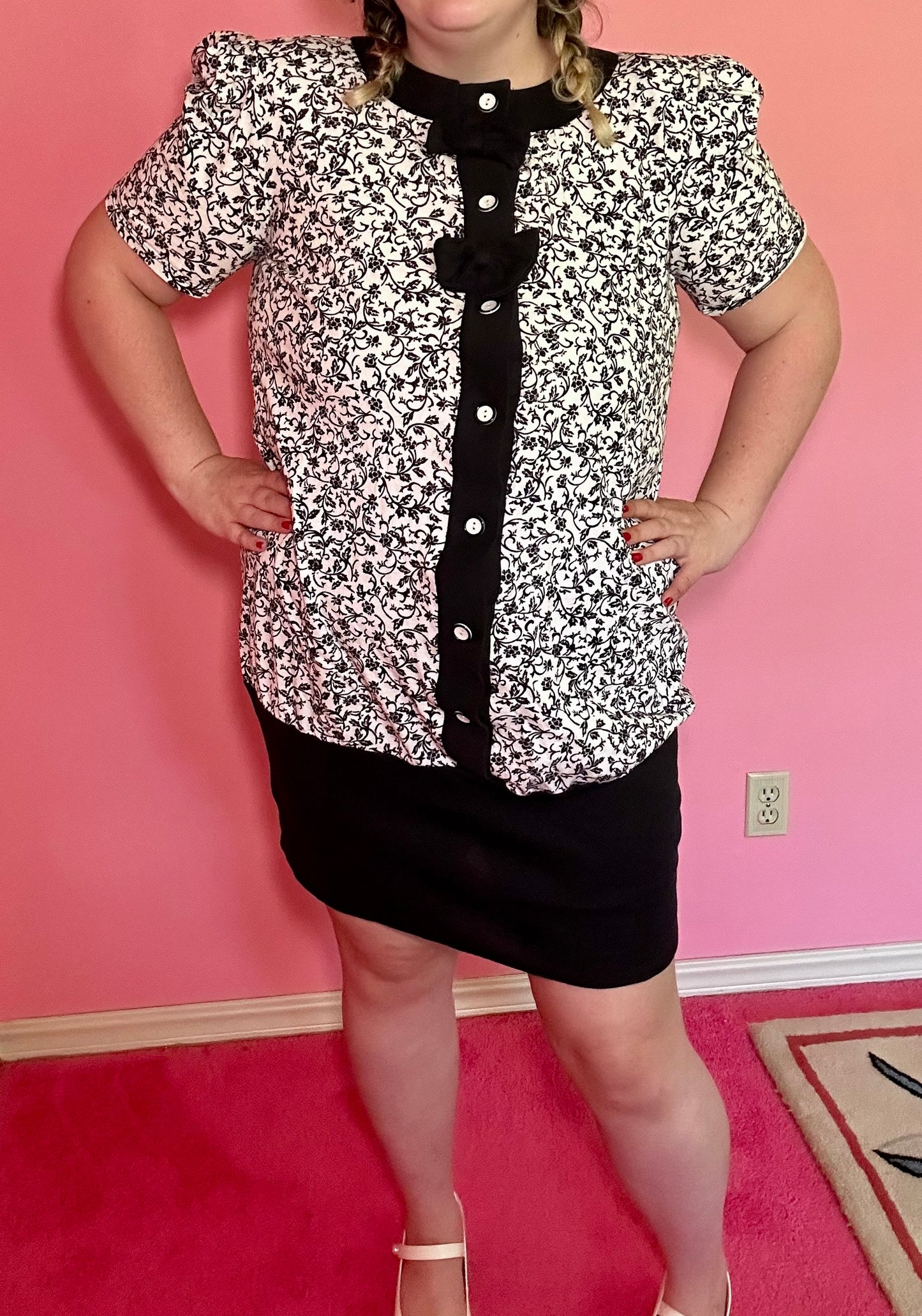 Button Up Bow Dress (L)