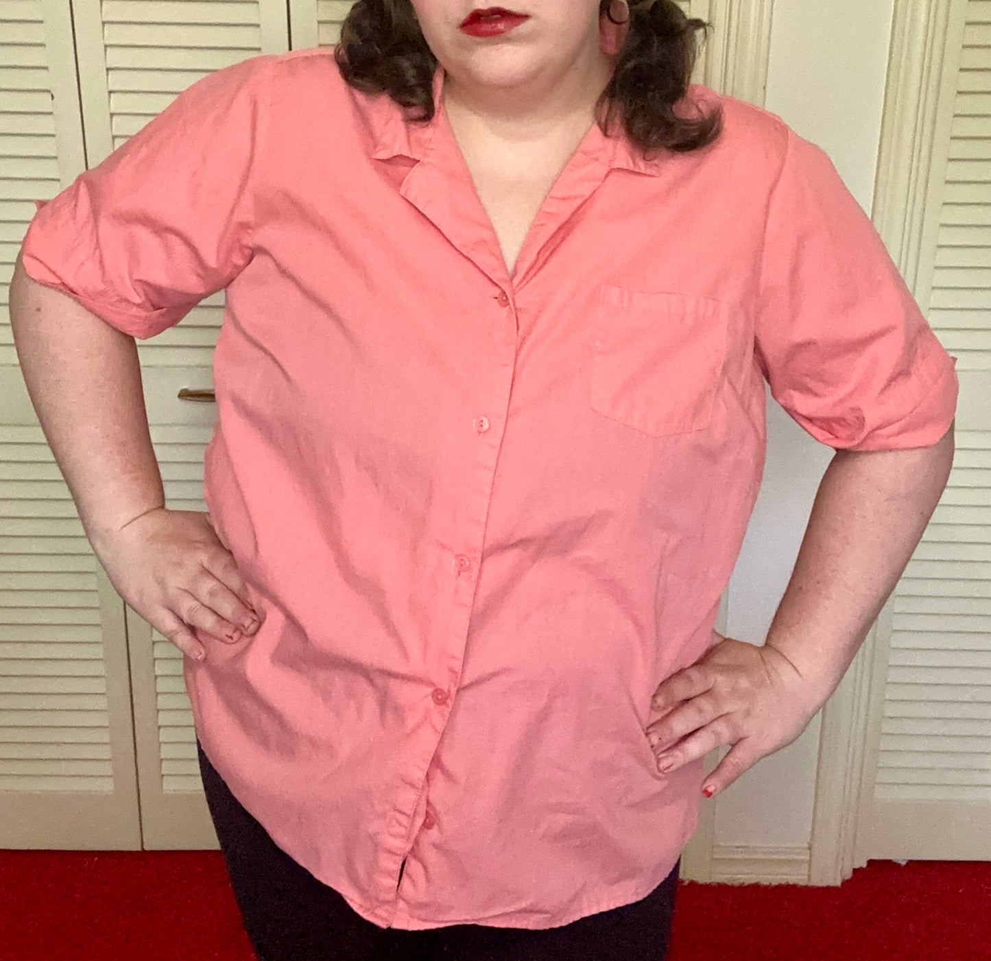 Salmon Pink Button Up (22W)