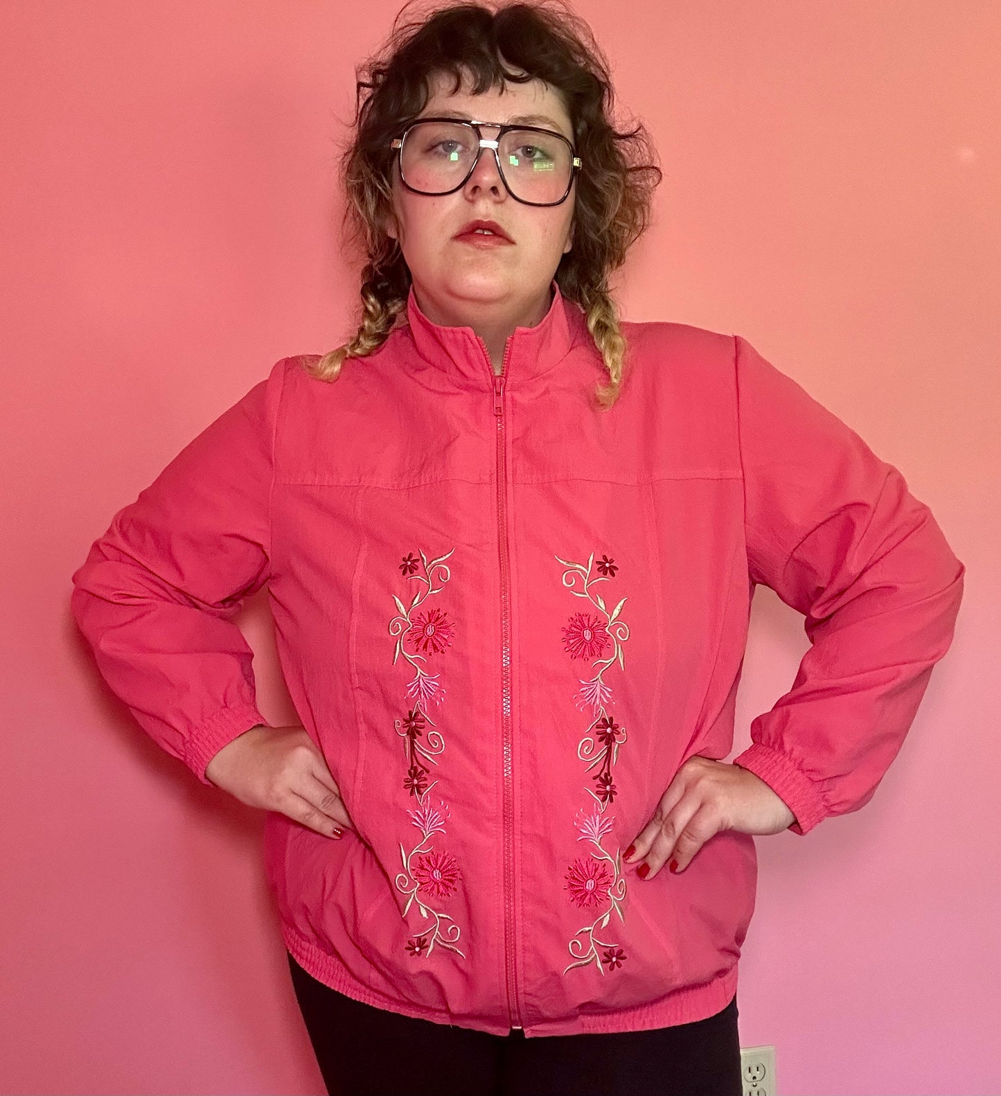 Pink Floral Windbreaker (XL)