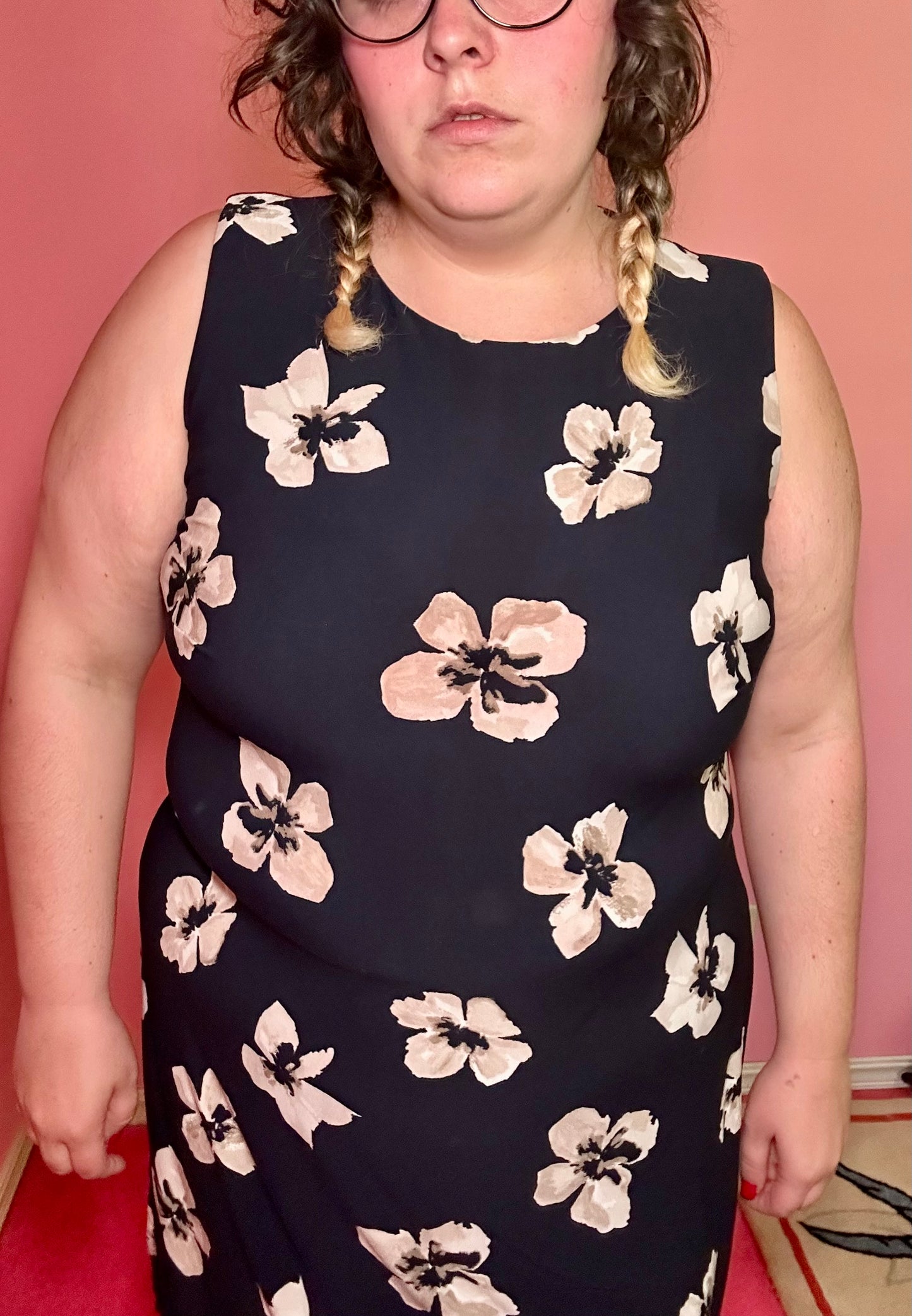 Navy Flower Dress (16W)