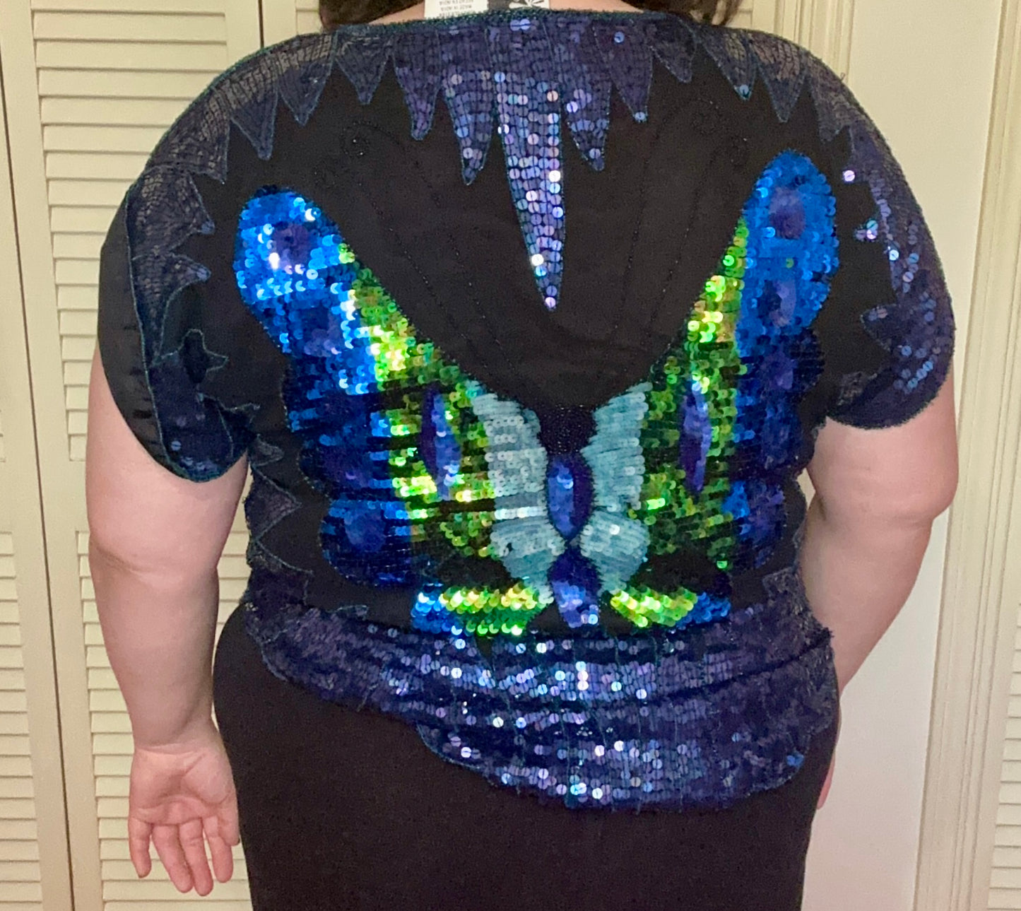 Butterfly Full Sequin Blouse (1X)