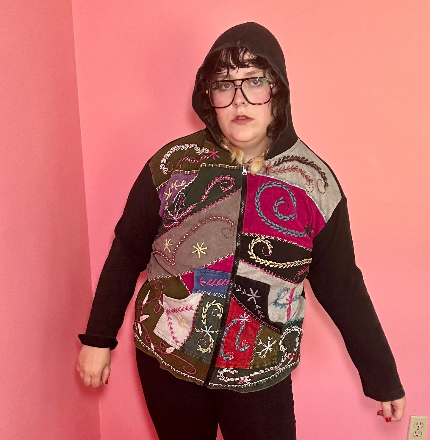 Whimsical Embroidered Hoodie (3X)