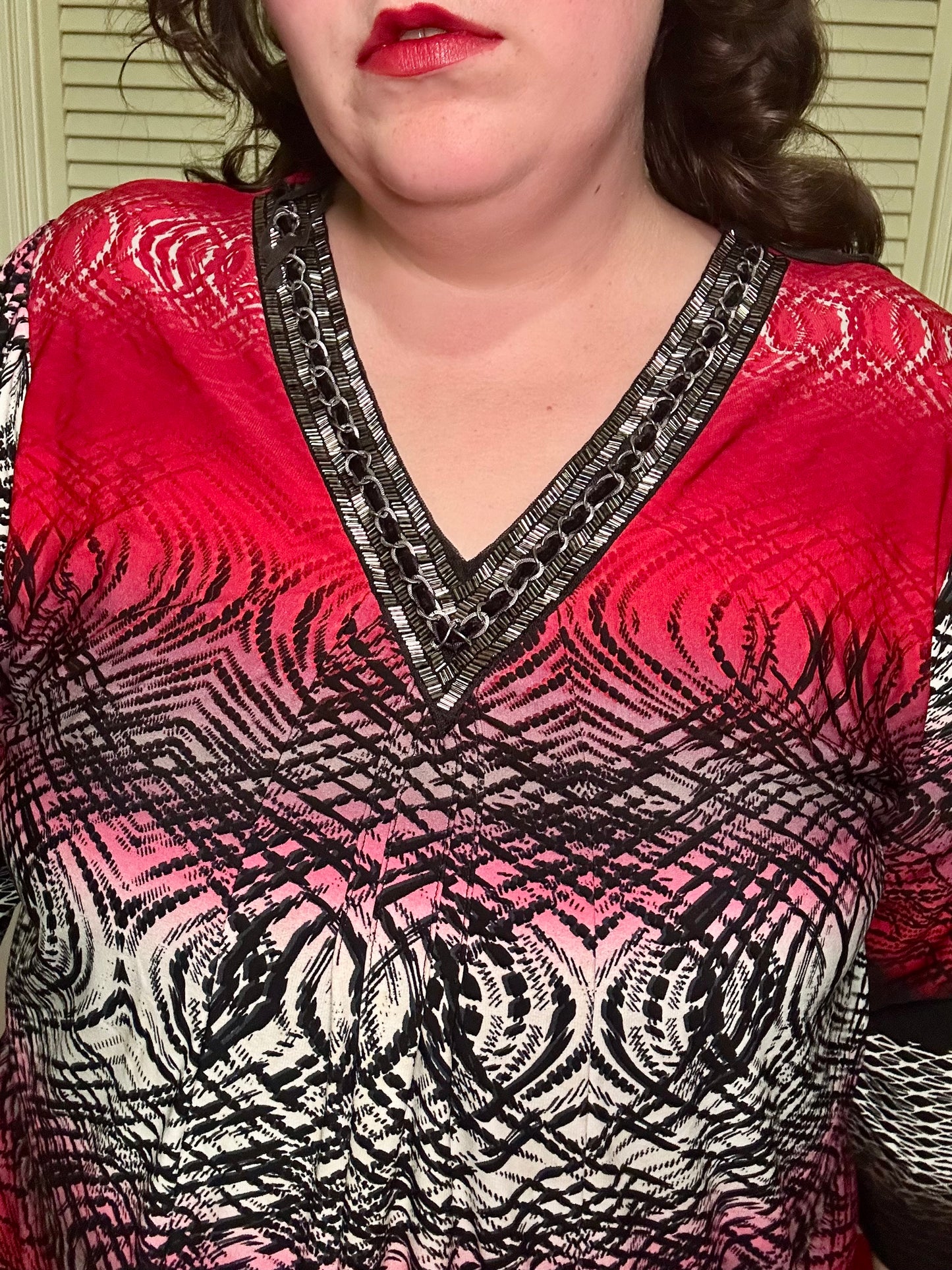 Red and Black Boho Glam Blouse (3X)