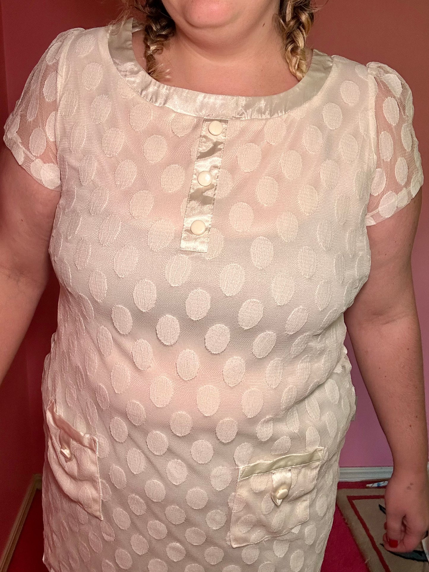 White Polkadot Mini Dress (16W)
