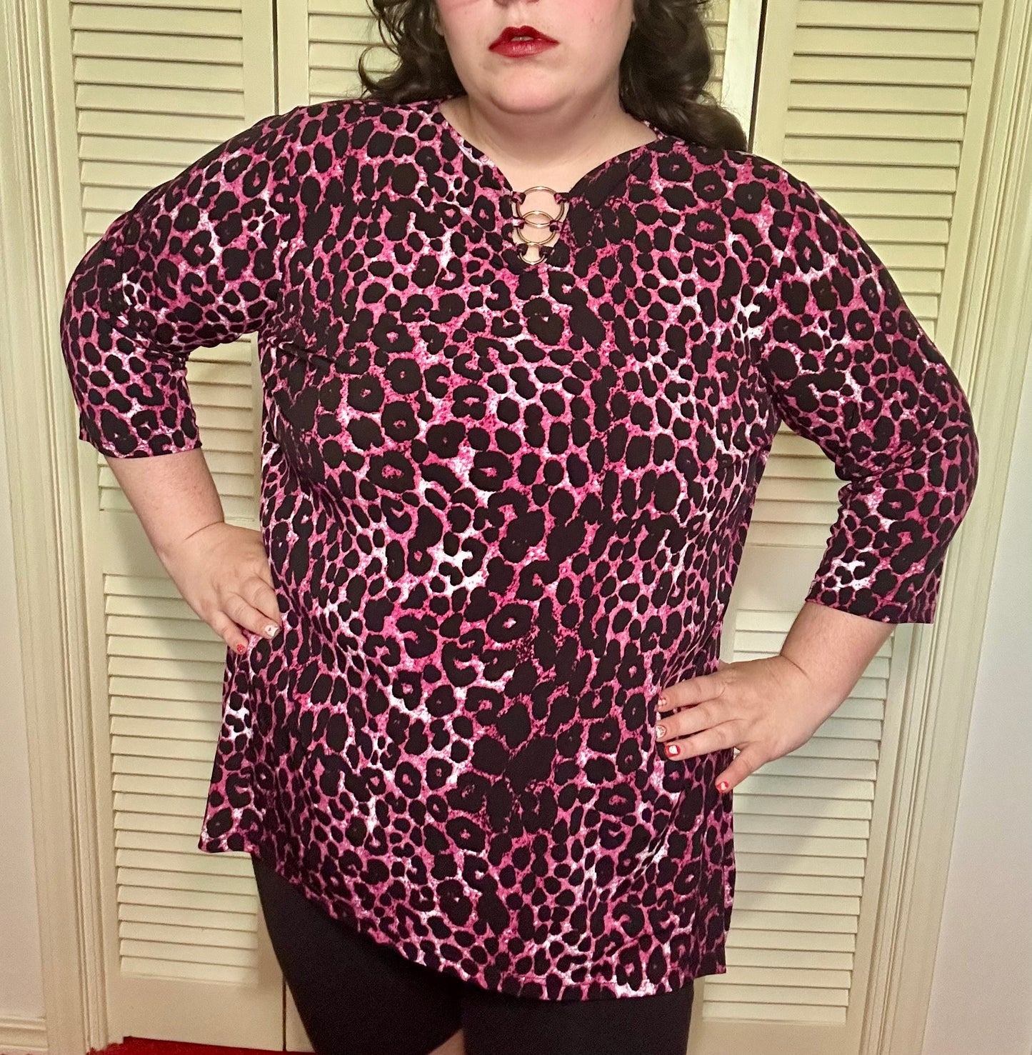 Pink Cheetah Blouse (XL)