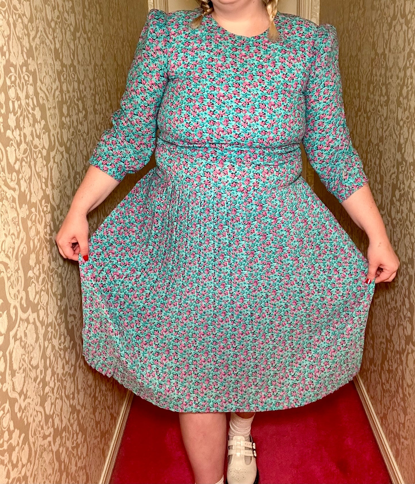 Teal Floral Dress (16)